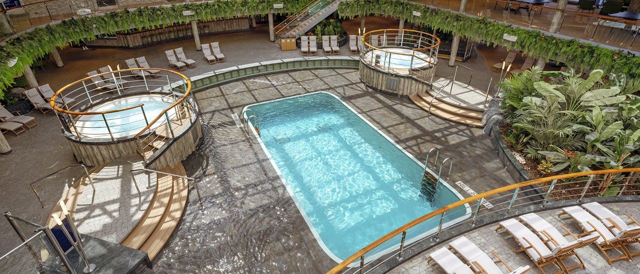 The Jungle Pool - features a larger magrodome that can be closed to create an indoor pool area when needed.