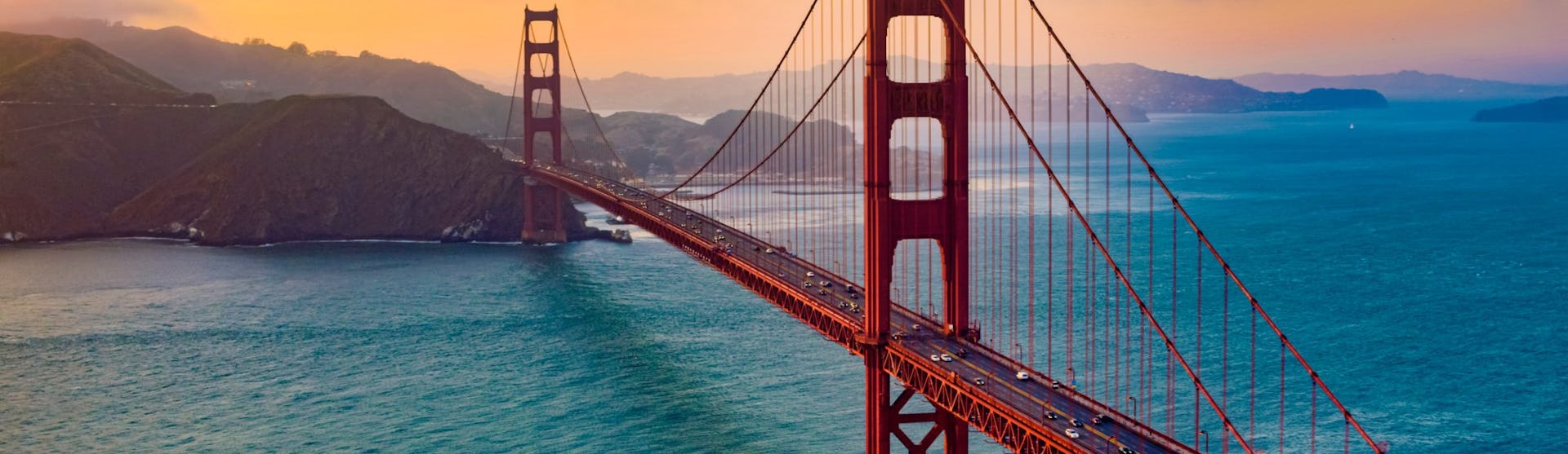 Golden Gate Bridge during sunset, San Francisco, California