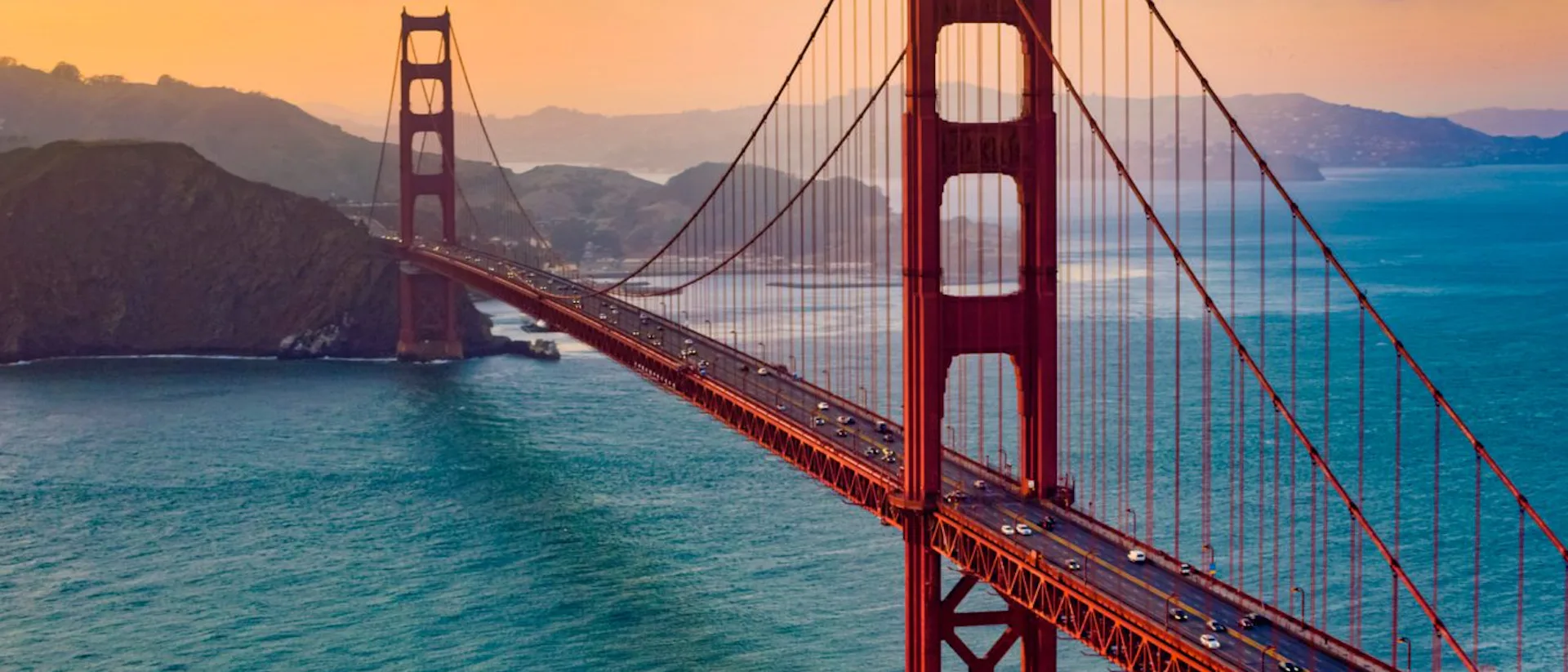 Golden Gate Bridge during sunset, San Francisco, California