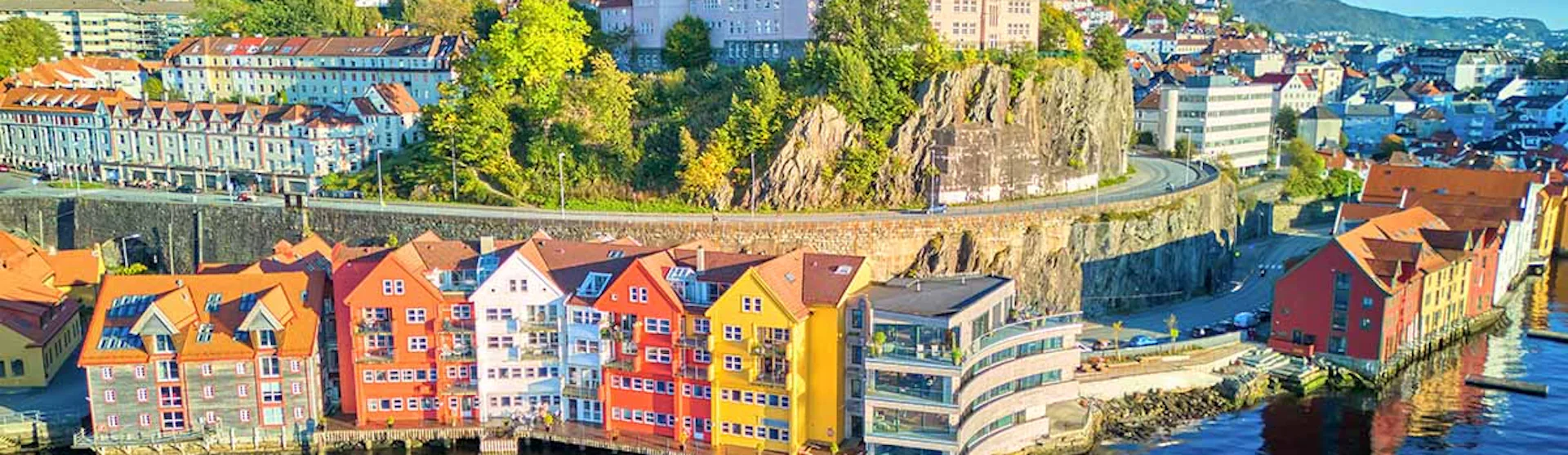 Aerial view of district Skutevik in Bergen, Norway