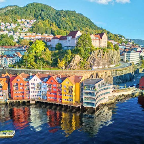 Aerial view of district Skutevik in Bergen, Norway