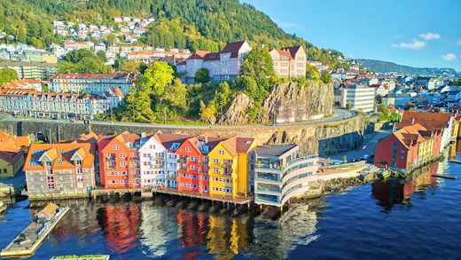 Aerial view of district Skutevik in Bergen, Norway