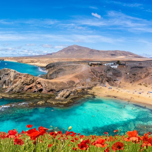 Landscape with Papagayo beach, Lanzarote, Canary Islands