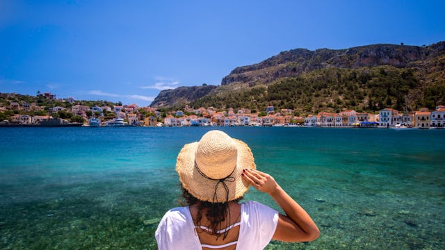 Shore of Megisti Island, Greece.