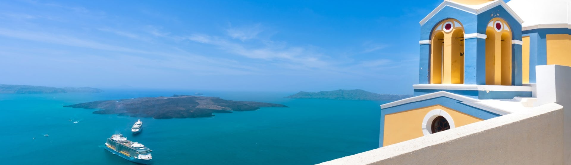 Scenic panoramic sea views of Santorini