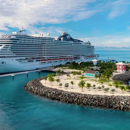 MSC Cruises MSC Seashore docked at MSC Ocean Cay