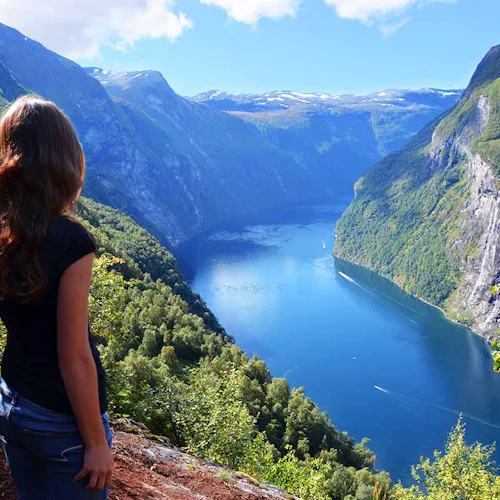Woman in the Norwegian Fjords, Strada, Norway