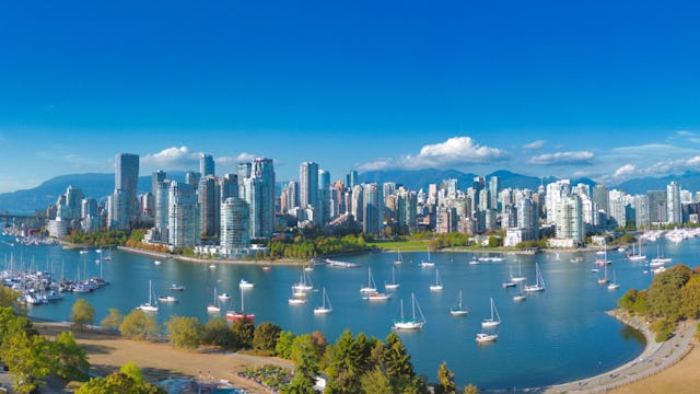 Vancouver skyline on a sunny day in British Columbia, Canada