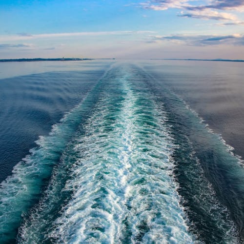 Wake of a ship across the Atlantic Ocean