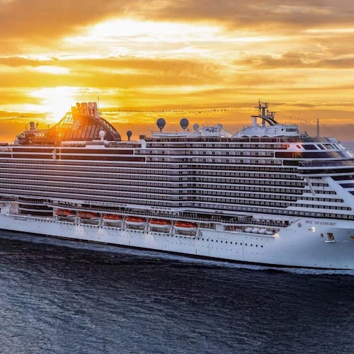 MSC Seashore at sunset