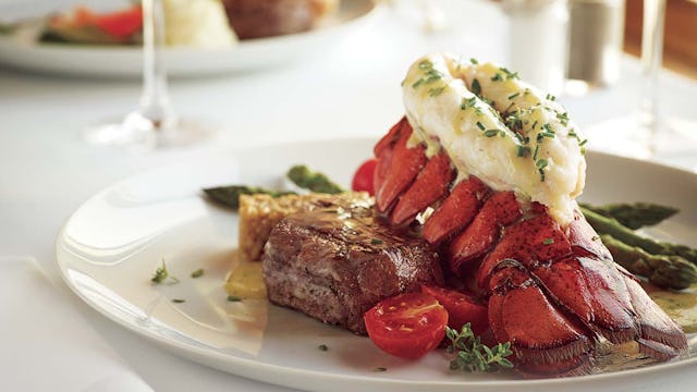 Surf and Turf meal from Holland America Main Dining Room