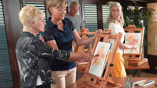 Passengers taking an art class on board Oceania