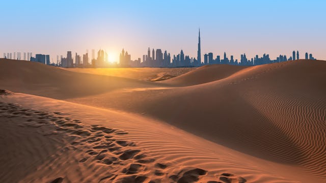 Dubai skyline as seen from the desert