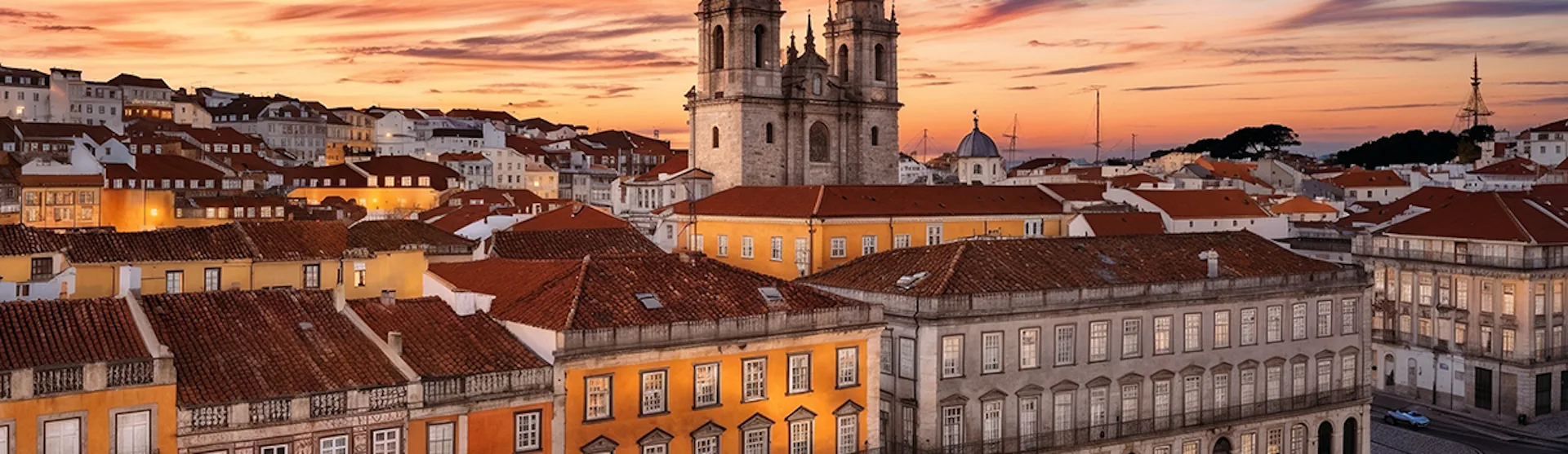 Sunset Over Lisbon: A Captivating View of Historic Architecture