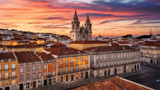 Sunset Over Lisbon: A Captivating View of Historic Architecture