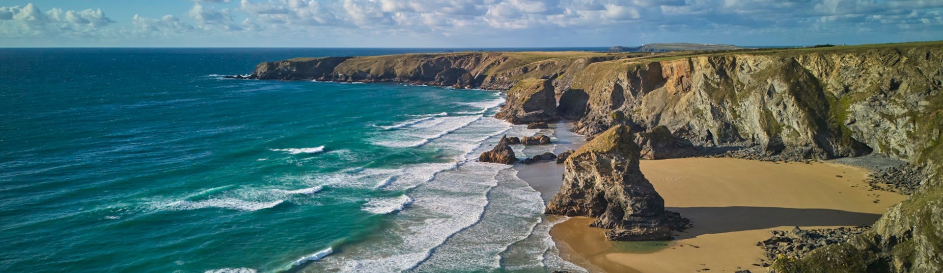 Beach at Bedrutheran Steps in Cornwall, England