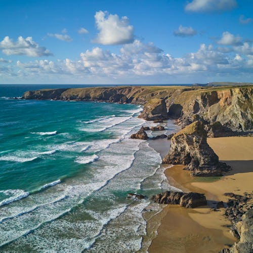 Beach at Bedrutheran Steps in Cornwall, England