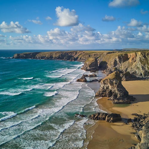 Beach at Bedrutheran Steps in Cornwall, England