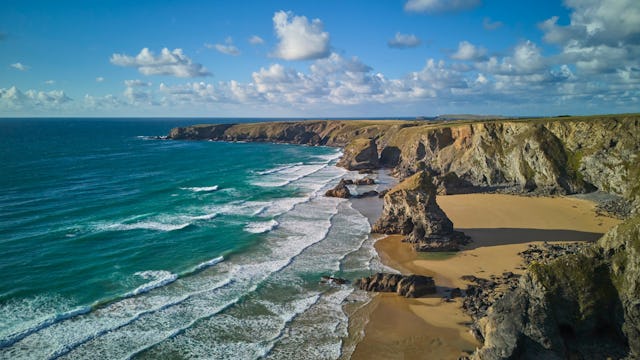 Beach at Bedrutheran Steps in Cornwall, England