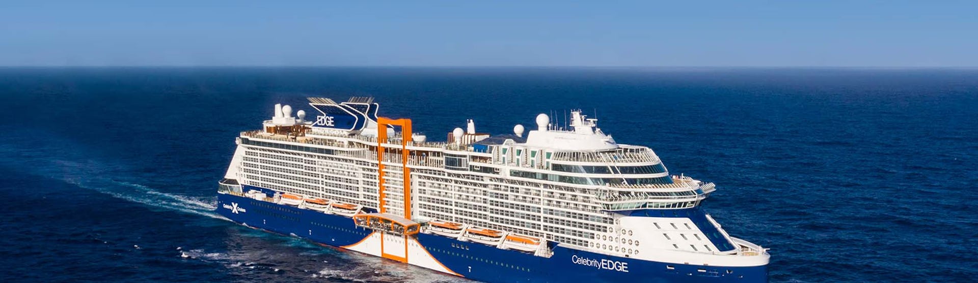 Celebrity Edge Cruise Ship sailing out to sea