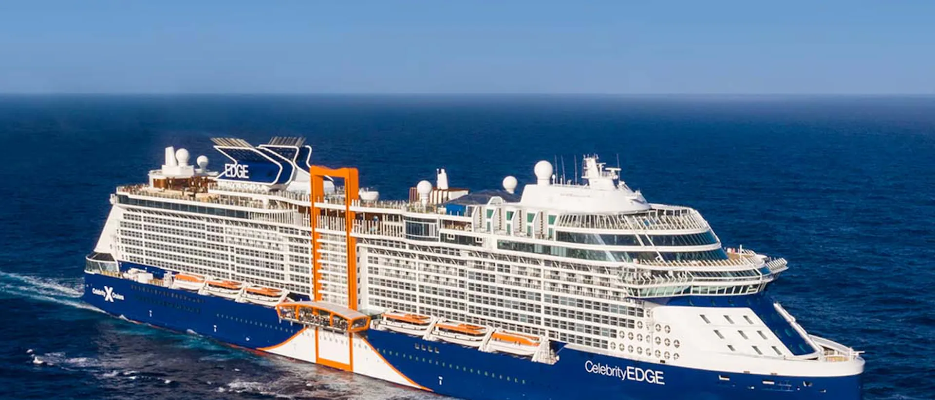 Celebrity Edge Cruise Ship sailing out to sea