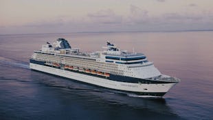 Celebrity Infinity Cruise Ship at sea at twilight