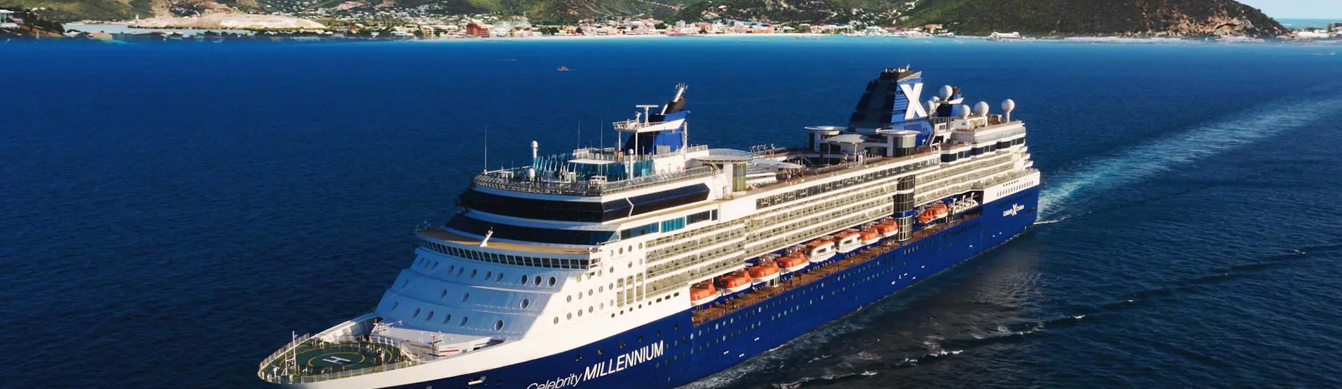 Celebrity Millenium cruise ship sailing towards the sea