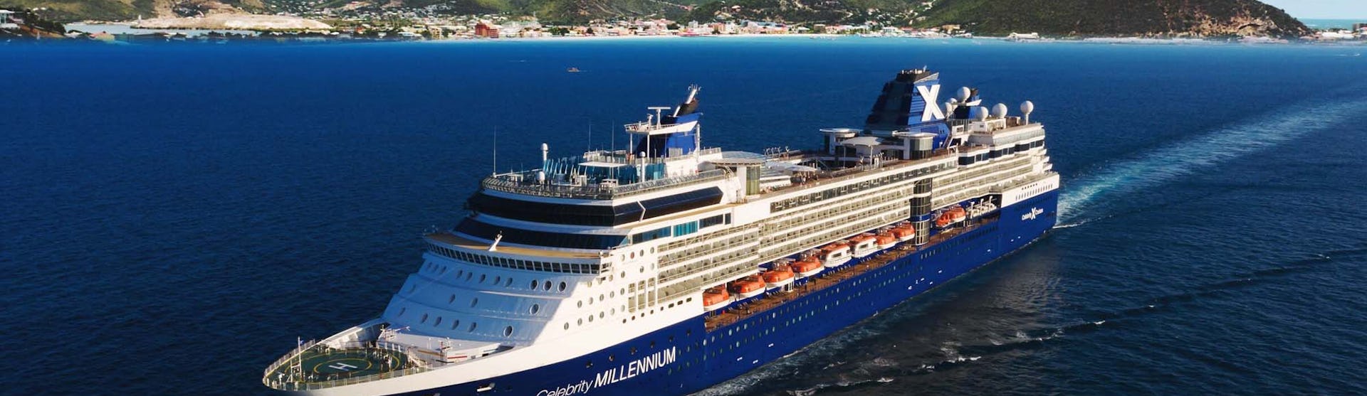 Celebrity Millenium cruise ship sailing towards the sea