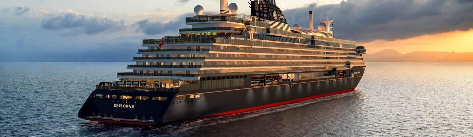 Explora III cruise ship sailing to the horizon