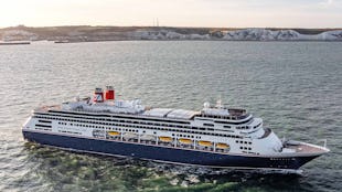Bolette cruise ship with shore in the background