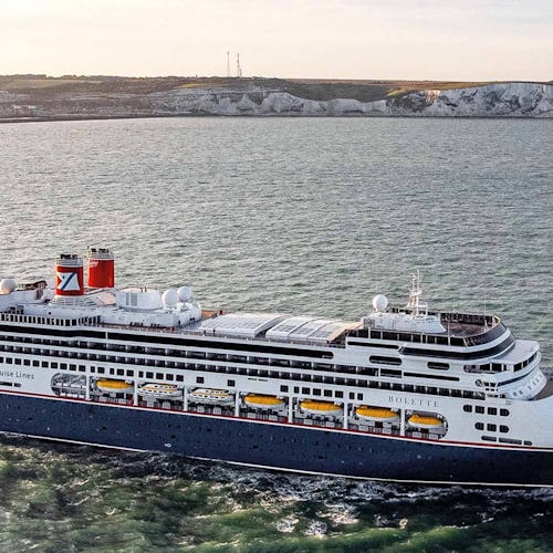 Bolette cruise ship with shore in the background
