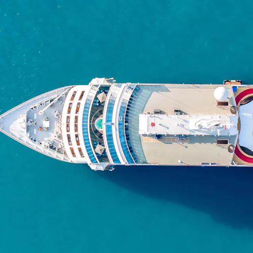 Aerial view of a cruise ship
