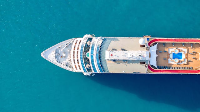 Aerial view of a cruise ship