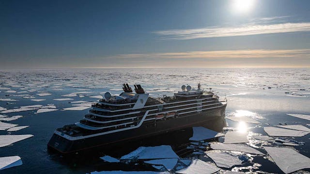 Seabourn ship sailing through the arctic