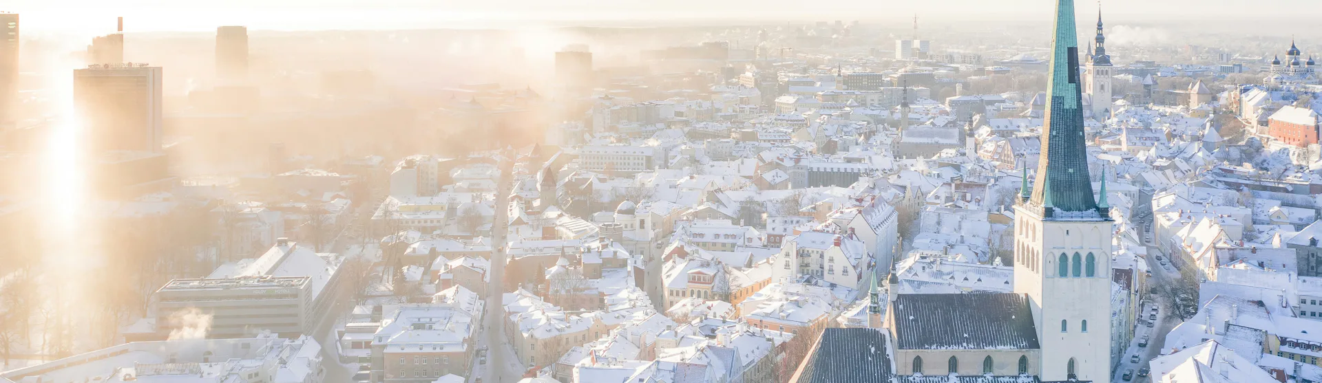 aerial view of talinn in winter