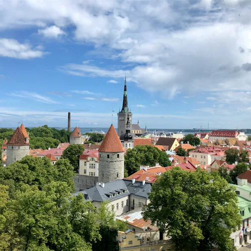 View of the skyline of Old Town Tallinn